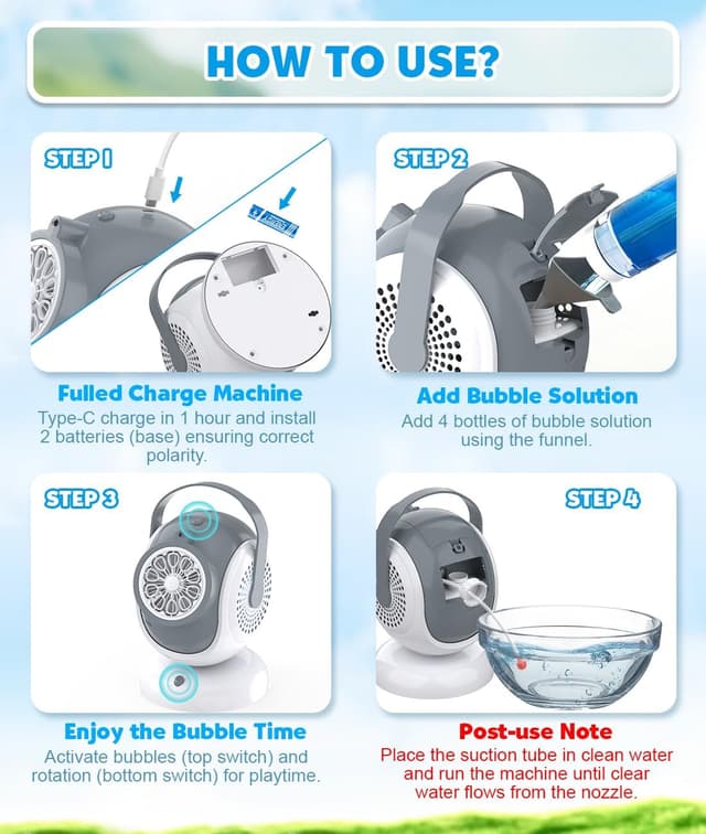 Thumbnail 6 de Rechargeable Bubble Machine with 360° Rotation