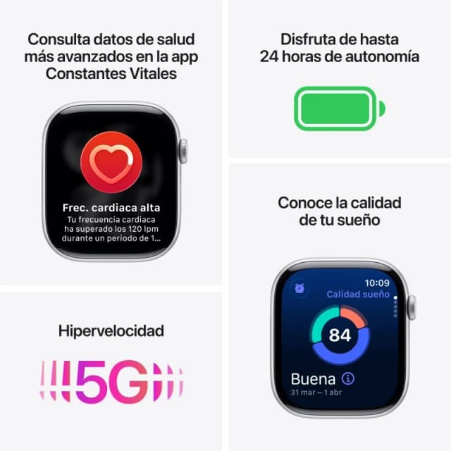 Detalle 2 de Apple Watch Series 11 GPS + Cellular 46 mm de aluminio negro con correa deportiva negra (M/L)