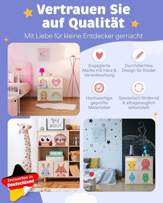 Thumbnail 6 de mookrook Aufbewahrungsbox Kinderzimmer 4er-Set (33 x 33 x 33 cm) für Kallax Boxen