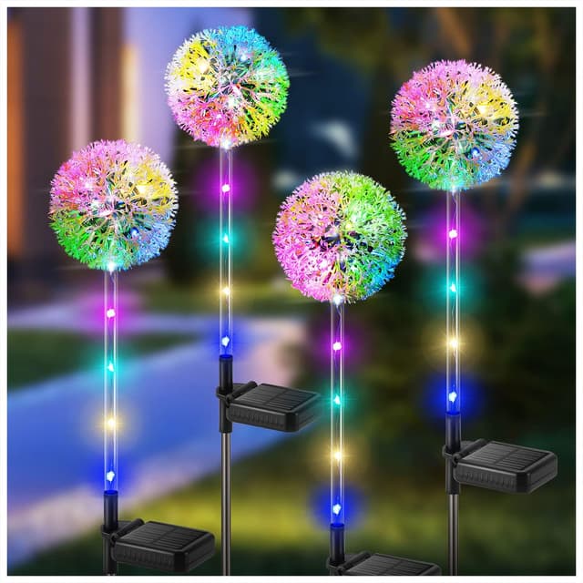 Detalle de BUCASA Solar Lights Outdoor Garden 4 Pack 🌼