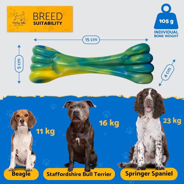 Detalle 2 de Perky Tails Almost Indestructible Hard Nylon Bacon Dog Chew Toys (2-Pack) for Small to Medium Dogs