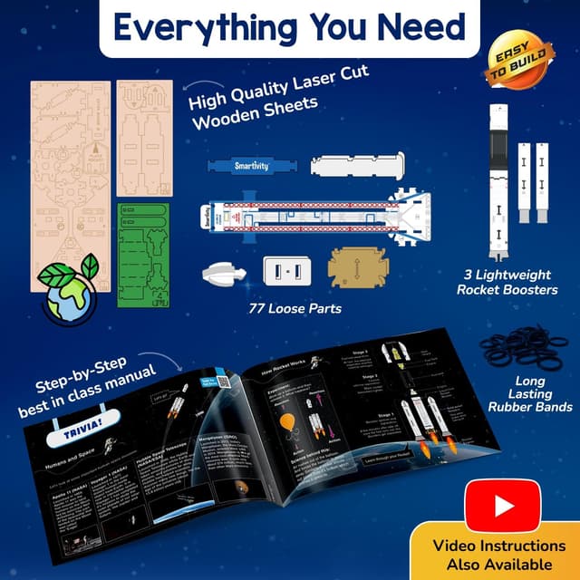 Detalle de Smartivity Rocket Launcher STEM Kit (Ages 6–12) — Build Your Own Rocket & Launch It