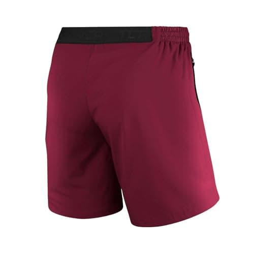 Detalle de TCA Technology Elite Tech shorts de running para hombre con bolsillos con cremallera (rojo)