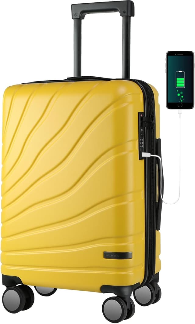 Detalle de VANKEAN 20 inch rolling laptop bag trolley suitcase with wheels (waterproof) – Yellow