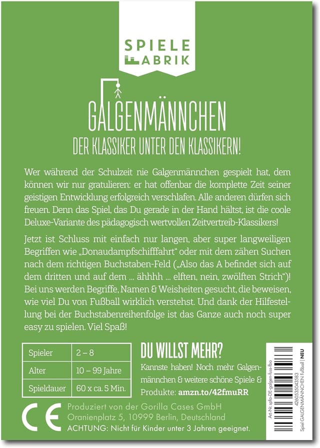 Detalle 2 de Spiel Fußballfan GALGENMÄNNCHEN – Rate 60 Fußball-Begriffe (Spieleklassiker 2.0, Party- und Reisespiel)