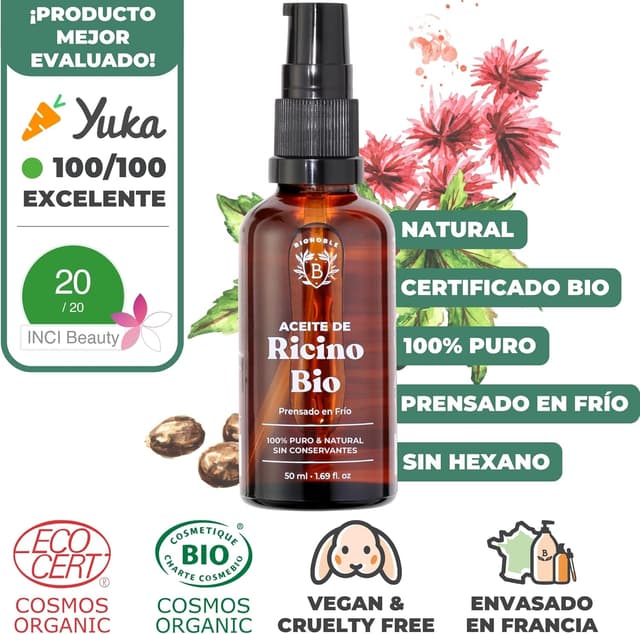 Thumbnail 1 de Bionoble Aceite de Ricino Orgánico 50ml 🌱 Para Pestañas, Cejas, Cabello