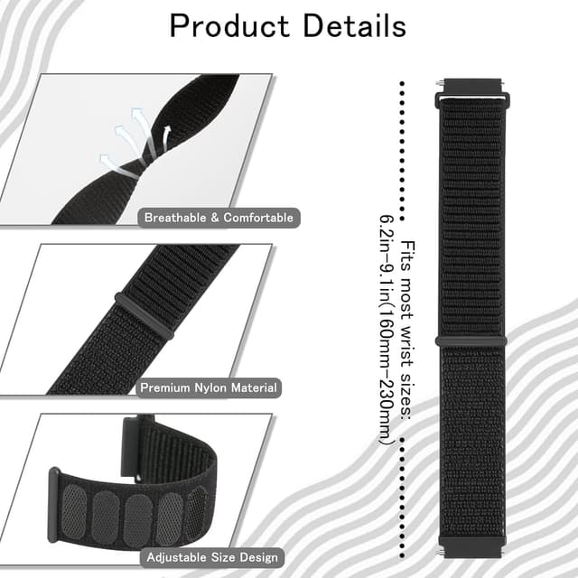 Thumbnail 2 de YCHDDER Nylon Uhrenarmband 16mm Schnellverschluss