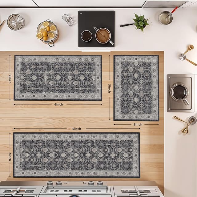 Thumbnail 3 de 3-Piece Washable Kitchen Rug Set 2 x 3
