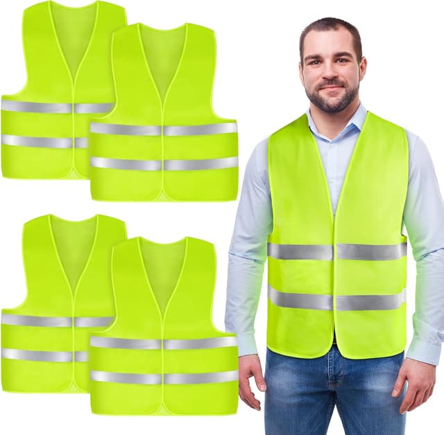 Detalle de AYBUY Warnwesten Auto grün – Sicherheitsweste mit 360° Reflektionsstreifen für Erwachsene & Kinder