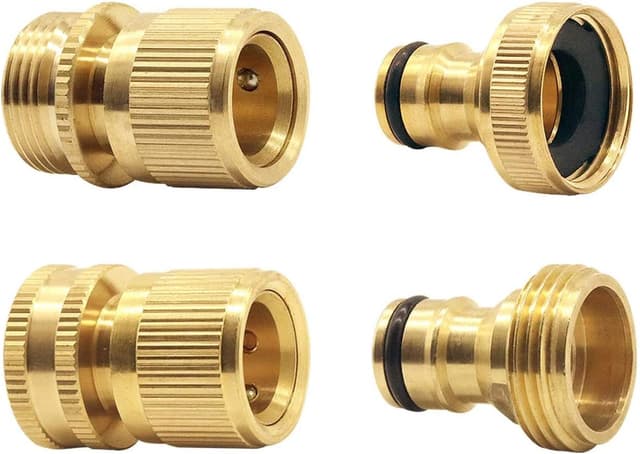 Detalle de Hydrogarden brass quick garden hose connector set (3/4" BSP) – male & female quick end fittings