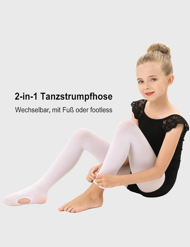 Detalle 2 de DUCMODA collant de danse 2-en-1 convertible pour filles (ballet / jazz)
