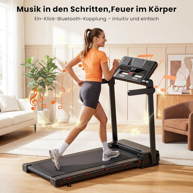 Detalle de Klappbares Laufband für Zuhause mit 15% automatischer Steigung, 3 PS Motor und Bluetooth-Lautsprecher
