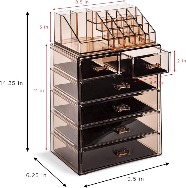 Detalle 2 de Sorbus Acrylic Makeup Organizer Set 6-drawer