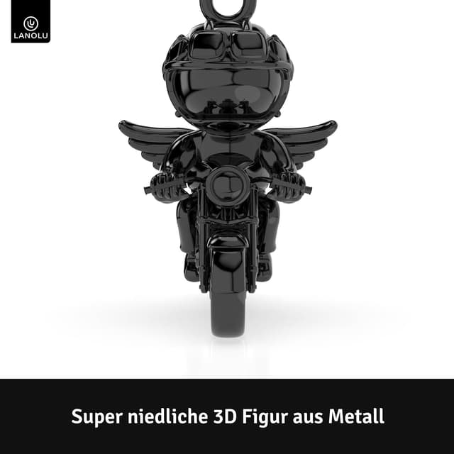 Detalle de LANOLU Motorrad-Schlüsselanhänger „Engel“ – Metall-Charm als Geschenk für Motorradfahrer
