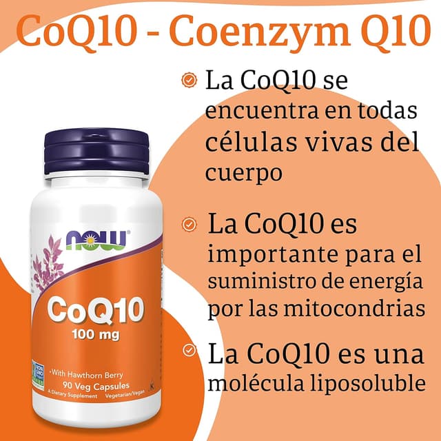 Thumbnail 3 de Now Foods CoQ10 100mg con Espino Blanco, 90 Comprimidos 💊