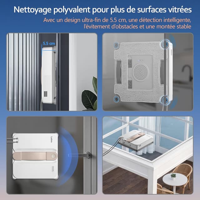 Thumbnail 6 de Lydsto WL07 Max : robot lave-vitre ultra-plat 5,5 cm avec aspiration 8000 Pa et pulvérisation ultrasonore