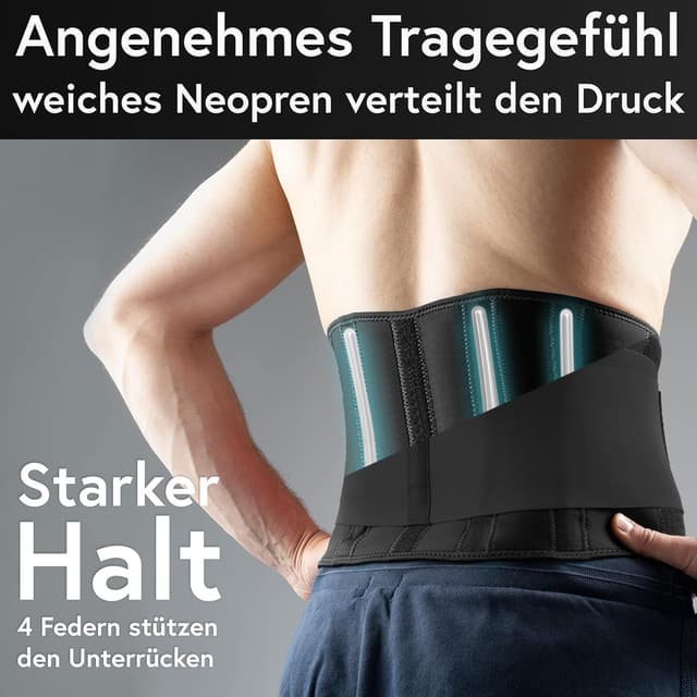 Detalle de VIGO SPORTS Rückenbandage (waschmaschinenfest) – wärmender Nierengurt mit Stützzonen gegen Rückenschmerzen