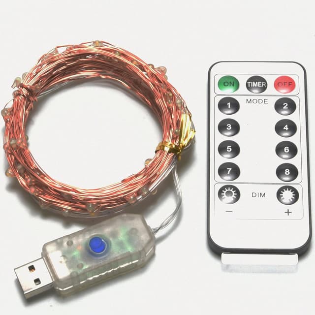 Detalle de KARSUM USB fairy lights 36ft, 100 LEDs