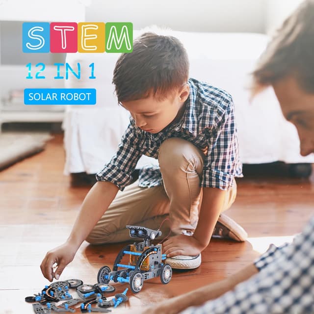Detalle de OMWay OMWay STEM 12-in-1 Solar Robot Toys: DIY solar-powered robotics kit for kids