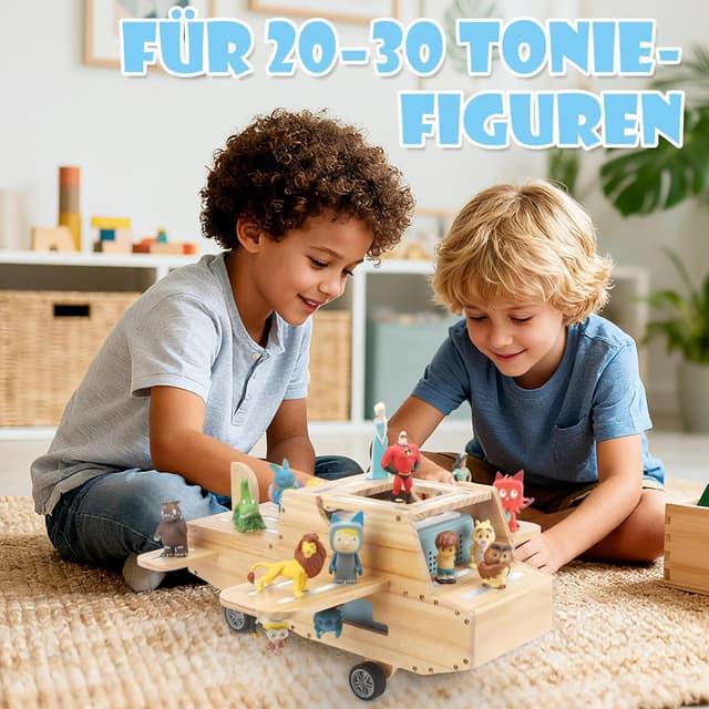 Detalle 2 de Magnetisches Holzregal für Toniebox 2/1 & Tonies – Regal kompatibel (Wooden Flugzeug)