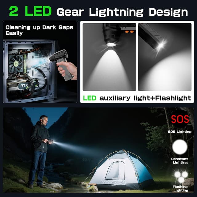 Thumbnail 4 de XJUGEZ Aria Compressore Elettrico 180000 RPM, 4 velocità e 2 LED