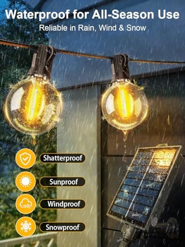 Detalle de ARKOCHIC guirnalda de luces exterior solar 7.5 m con 10+1 bombillas G40 LED y USB-C