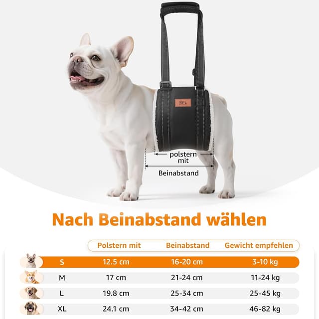 Detalle 2 de PICK FOR LIFE Hundegeschirr als Tragehilfe – einstellbarer Rücken- & Lift-Support für kleine bis große Hunde