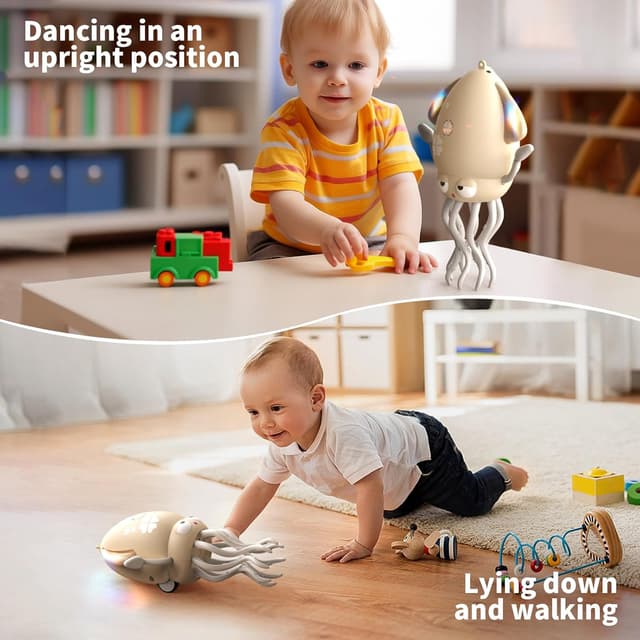 Detalle de Polpo danzante interattivo con luci LED, musica e sensori anti-ostacoli