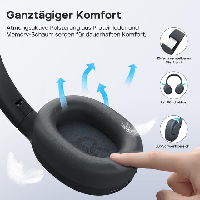 Thumbnail 4 de Tribit QuietPlus 81 Over‑Ear Kopfhörer 110 Std. 📧