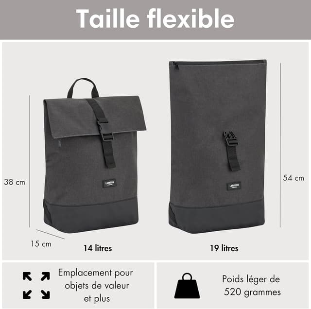 Detalle 2 de LARKSON Tammo sac à dos déperlant pour ordinateur portable jusqu’à 16 pouces