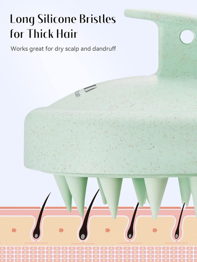 Detalle 2 de HEETA Scalp Massager Hair Growth Brush with Soft Silicone Bristles (Mint Green)