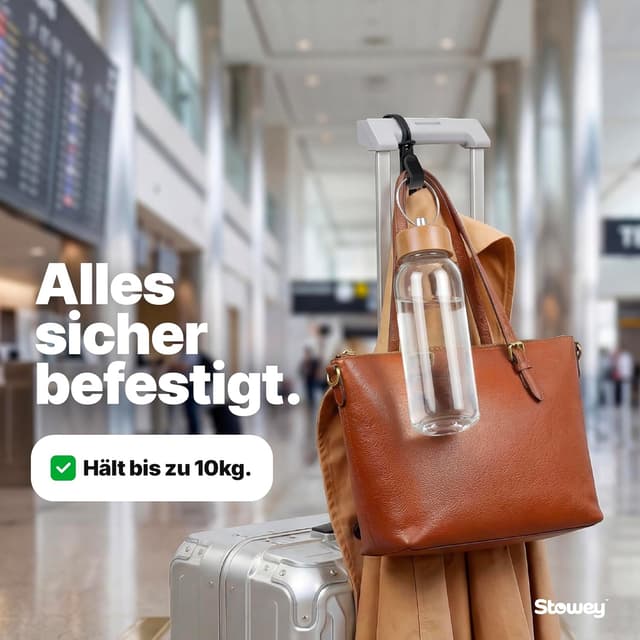 Detalle de Reise-Kofferhaken „Luggage Hook“ für Jacke & Tasche (4er-Set) – praktische Haken am Koffer