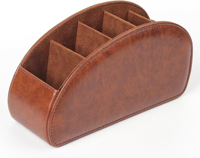 Detalle 2 de WAYIFON Fernbedienungshalter mit 5 Taschen (M-Braun) – Ordnung für TV-, DVD-, 4K-Stick- und Blu-ray-Fernbedienungen