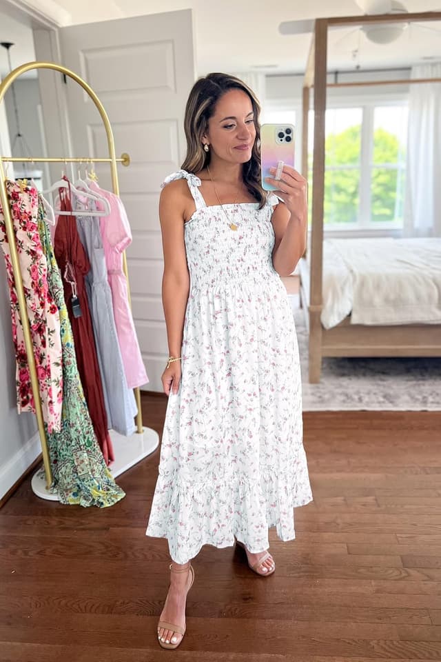 Detalle 2 de Imily Bela Women’s Summer Floral Maxi Dress with Boho Tie Straps