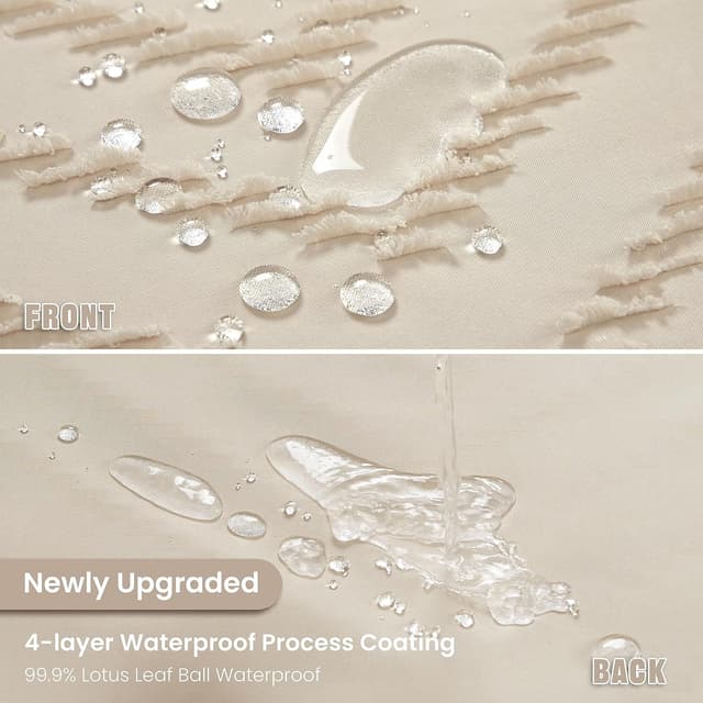 Detalle 2 de Siiluminisoy Boho Farmhouse Shower Curtain (72 x 72) Woven Chevron Texture with Tassels