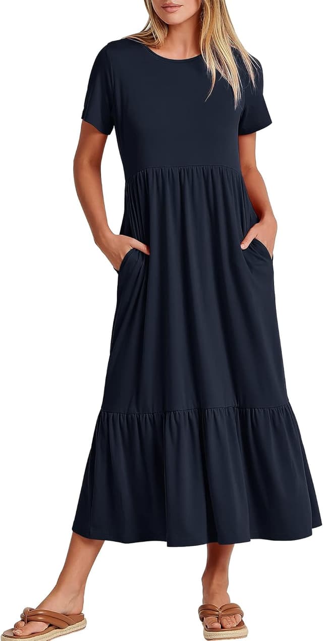 Detalle de ANRABESS Womens 2026 Maxi Dress, A-Line Tiered
