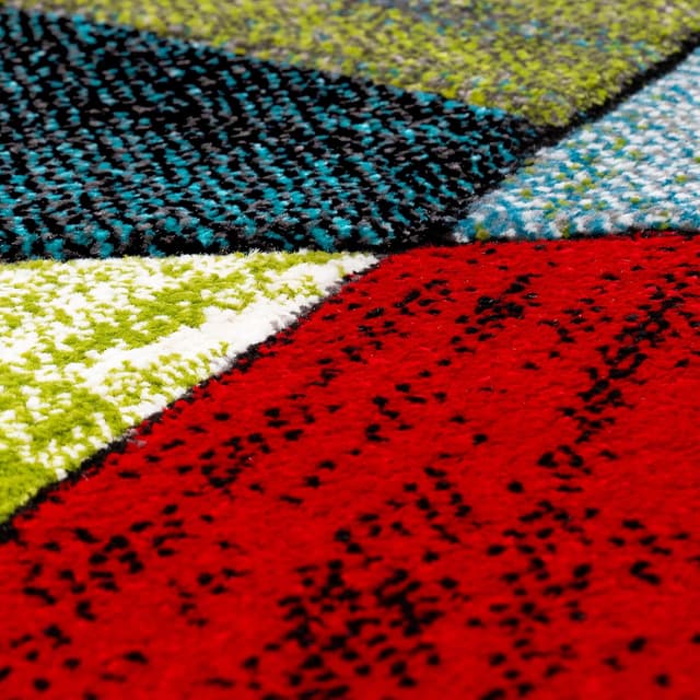 Detalle de Paco Home Kurzflor-Teppich 160x230 cm mit 3D-Optik und karierten Mustern für Wohnzimmer & Kinderzimmer