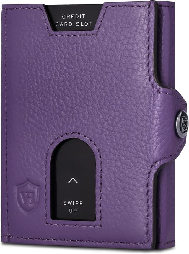 Detalle de VON HEESEN Slim Wallet mit RFID-Schutz – Leder-Kreditkartenetui im Querformat, klein & flach