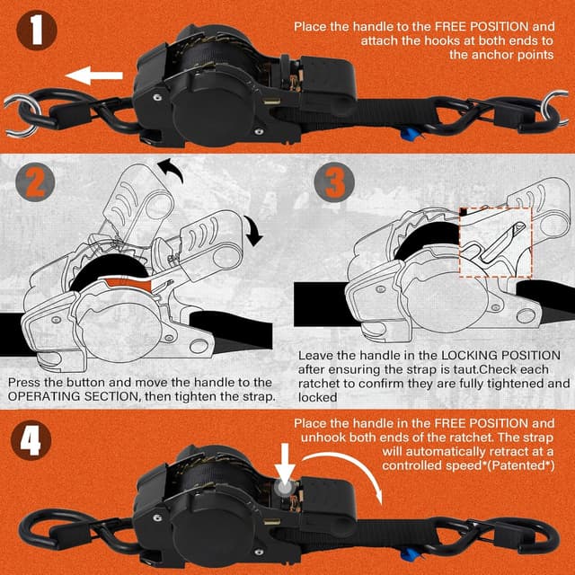 Thumbnail 6 de Haccoplanet Retractable Ratchet Straps 10 ft, 1763 lb