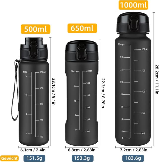 Detalle de OLDLEY 1‑Liter Wasserflasche mit Sieb (BPA-frei, auslaufsicher) aus Tritan – mit Ein‑Klick‑Verschluss