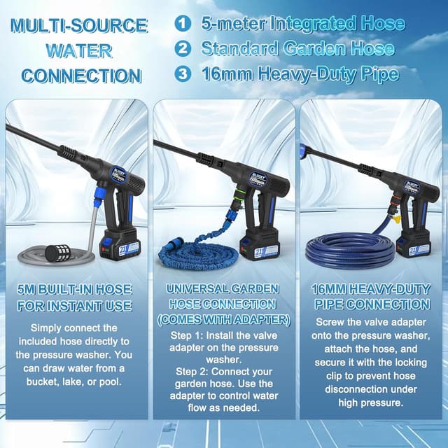 Thumbnail 4 de Hidrolimpiadora Batería Portátil 💧 Conexión Grifo y Accesorios