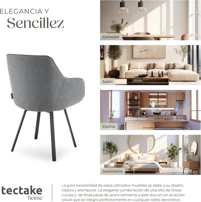 Thumbnail 7 de TecTake® Silla Giratoria con Reposabrazos 🪑 Alta Densidad