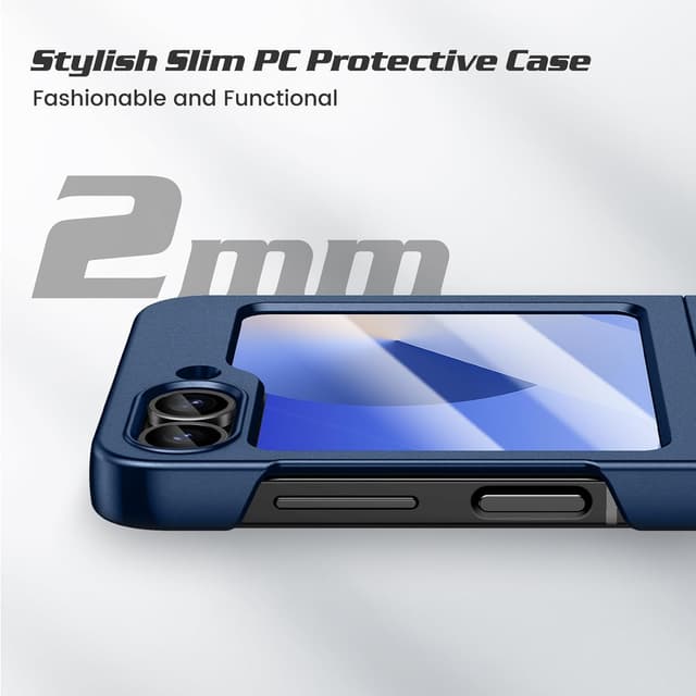 Detalle de Doeshine Coque slim pour Samsung Galaxy Z Flip 6 5G / Z Flip 7 FE – charge sans fil, verre trempé 9H et protection anti-chocs (bleu)