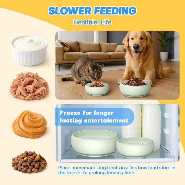 Detalle de Pawinner 2PCS Dog Lick Bowl & Slow Feeder Lick Mat (Non-slip Suction, BPA-free silicone)