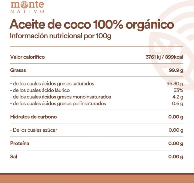 Detalle 2 de MonteNativo Aceite de Coco Orgánico 1000 ml