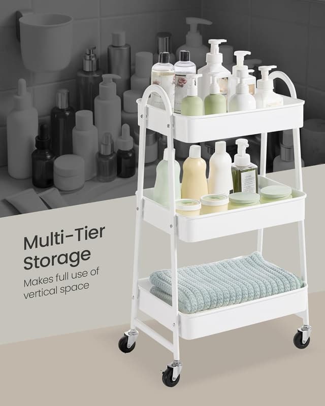 Detalle de SONGMICS 3-Tier Rolling Cart 3-tier metal trolley 🛒