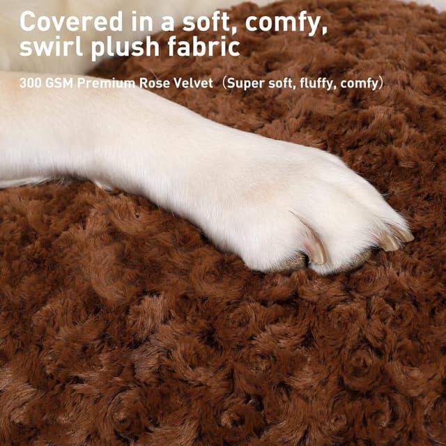 Detalle 2 de KSIIA Large Dog Bed Washable Calming Crate Mattress (90x60x8cm) – Non-Skid Crate Cushion in Brown