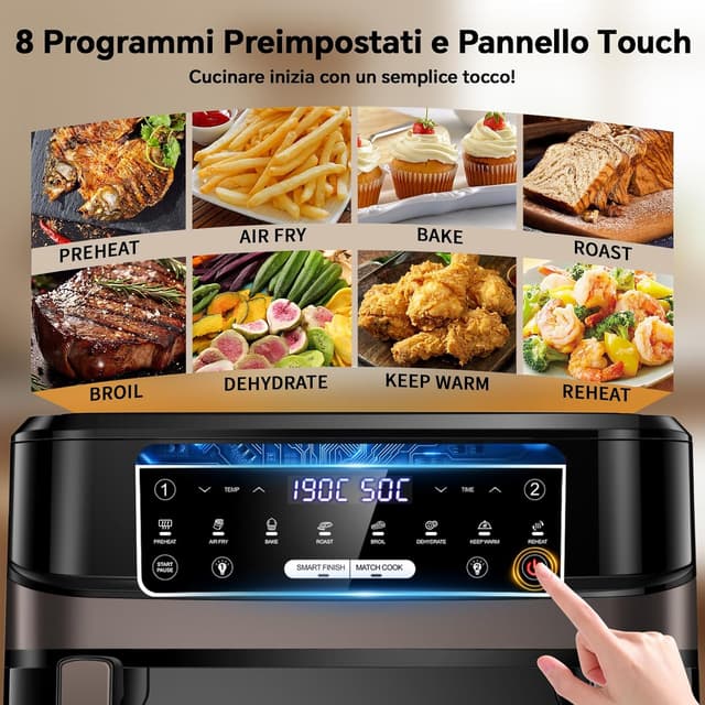 Detalle 1 de Emphsism Friggitrice ad aria 12L Dual Zone