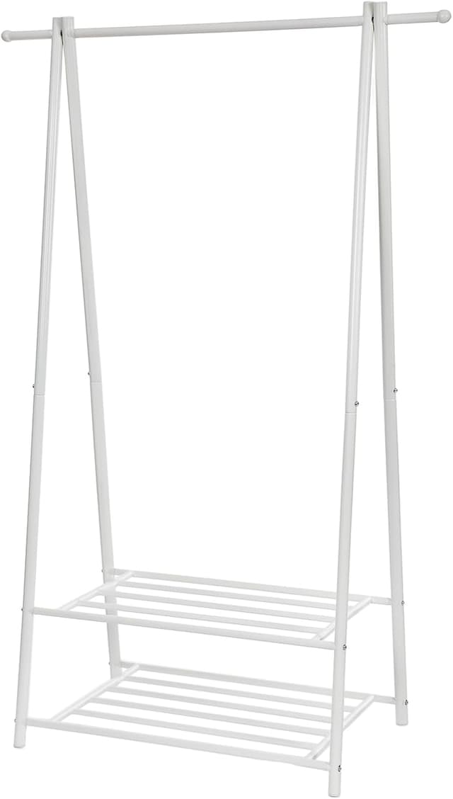 Detalle 2 de SONGMICS HSR05B appendiabiti con 2 ripiani portaoggetti e portascarpe, struttura in metallo nero