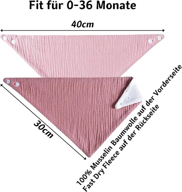 Detalle 1 de Musselin Lätzchen Dreieckstuch 8er Set für Babys